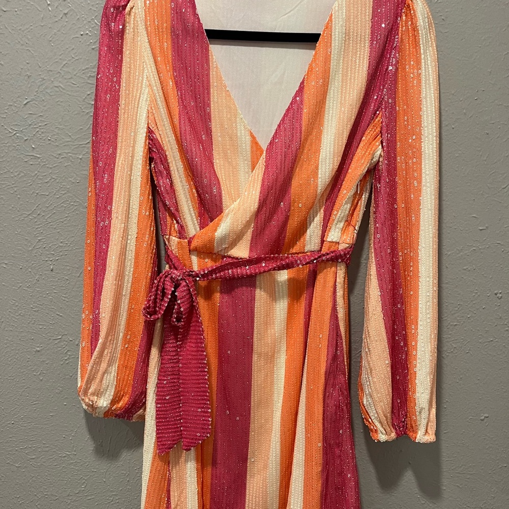 Pink Lily Multicolor Striped Wrap Dress